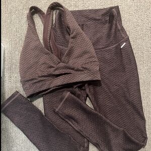Brown Textured Activewear Set